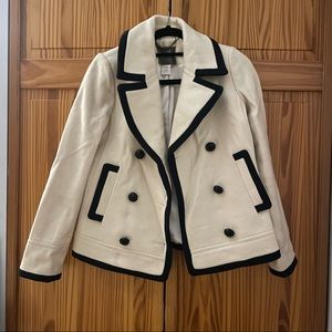 J Crew wool cream and navy peacoat